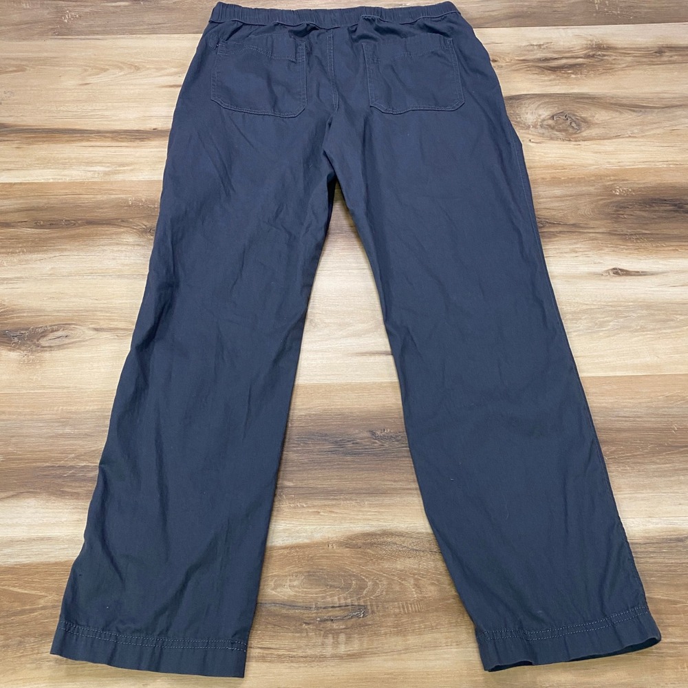 Pact Pants Size L Organic Cotton Stretch Elastic Waist Straight Leg Gray